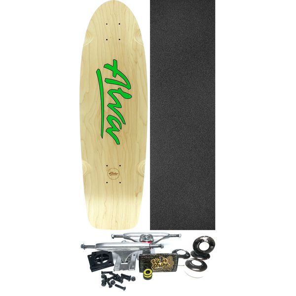 Alva Skateboards 1978 Lost Model Natural / Green Old School Skateboard Deck - 8.5" x 30" - Complete Skateboard Bundle